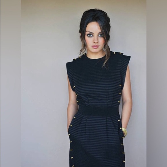 3.1 Phillip Lim Black/Gold Studded Jersey Cap Sleeve Dress. Quite Luxury - Picture 1 of 9